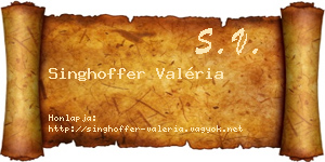 Singhoffer Valéria névjegykártya